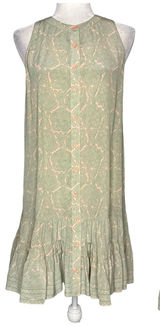 JOIE 100% Silk M Ruffle-Hem Shift Dress Paisley Button Front High Neck Sundress Photo 0