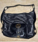 Michael Kors Black Leather Shoulder Bag Purse Gold Hardware 15”x11”‎ Photo 0