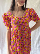 Vintage 70s Handmade Floral Puff Sleeve Maxi Dress Empire Waist Cottagecore Photo 0
