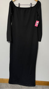 Edikted Long Sleeve Off Shoulder‎ Maxi Dress with back slit women’s XL, NWT Photo 0