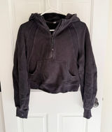 Lululemon Scuba Half Zip Cropped Hoodie Black Size S 6 Fleece Thumbholes Photo 0