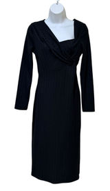 ASTR the Label Black Ribbed Asymmetrical Twist Midi Dress ADR100876-003 M Photo 0