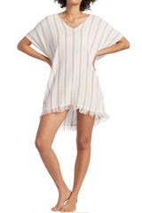 Billabong Small Walk Away Swim Cover Up Cream V Neck Fringe Tunic Photo 0