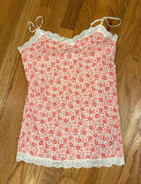 VTG Aeropostale L Pink Floral Camisole Top Lace Trim Y2K‎ Fairy Slip Dainty Photo 0