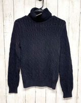 St. Johns Bay Classic Cable Turtleneck Womens Size M Navy‎ Blue Sweater Cotton Photo 0