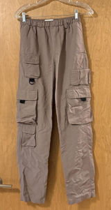 Urban Outfitters BDG Nylon Cargo Pants Women's S Taupe Elastic Waist Wide Leg Photo 0