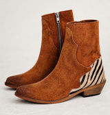 Free People Last Outlaw Calf Hair Ankle Boots Zebra Western 37 / US 6.5 Boho Photo 0