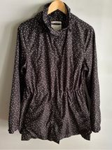 A New Day Women’s L Brown White Polka Dot Hooded Rain Jacket Water Resistant Photo 0