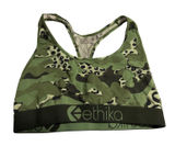 Ethika Womens Green Camo Leopard Print Racerback‎ Sports Bra Logo Band Photo 0
