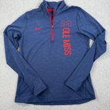 Ole Miss Rebels Nike Dri-fit Quarter Zip Pullover Women's Large Navy Blue Red Photo 0