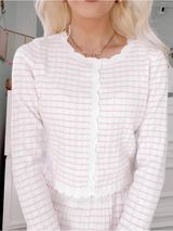 New Mable pink white knit cropped cardigan size medium Photo 0
