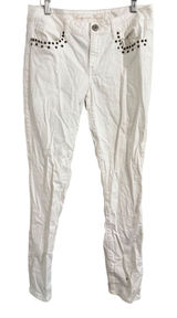 American Eagle Skinny Jeans Women 10 White Studded Pocket Stretch Denim Pants Photo 0