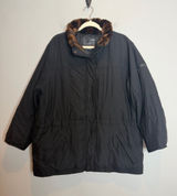 Lauren Ralph Lauren LRL Ski Black Down Coat Womens L Faux Fur Collar Vintage Photo 0