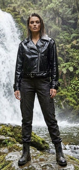 Asos Black Patent Leather Embossed Jacket Moto Style 12 Photo 0