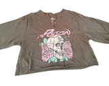 Poison XXS Brown Cotton Vintage Band Graphic Tee Cropped Photo 0
