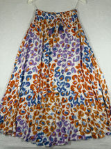 Farm Rio Anthropologie‎ XS Leopard Print Maxi Skirt Orange Purple Blue Viscose Photo 0