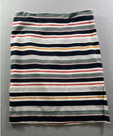 Loft Womens 12 (32/22) Pencil Skirt Striped Blue Pink Textured Twill Split Hems Photo 0