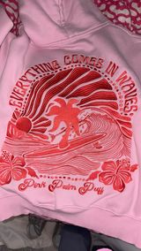 Pink Palm Puff Hoodie pink Everything Comes In Waves Photo 0