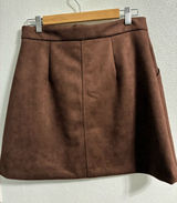 Evereve Brown Faux Suede A-Line Mini Skirt size 29 (8) Photo 0
