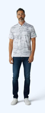 Travis Mathew NWT Gray Camo Beachside Stealth Polo Shirt, Size XL, MSRP $109 Photo 0