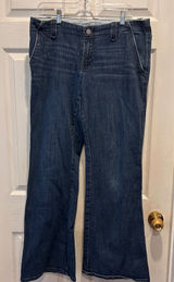 Gap 1969 Boyfriend Flare Robertson Trouser Jeans Dark Wash Blue Womens Sz 32/14 Photo 0