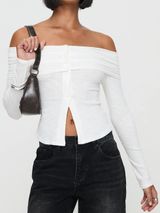 Princess Polly Victorea Off The Shoulder Long Sleeve White Top M Photo 0