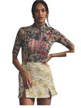 By Anthropologie Printed Mesh Turtleneck EUC Photo 0