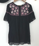 entrance Boutique Dress Embroidered Floral Short Sleeve‎ Boho Bohemian small Photo 0
