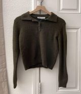 Zara Green Plain Knit Polo Neck Sweater Photo 0