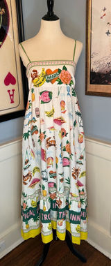 Tropical Inn Paradiso Linen Blend Coastal Beach Resort Maxi Dress Sz M Photo 0
