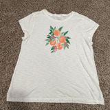 Talbots Womens White Slub Knit Citrus Orange Fruit Graphic Tee Shirt Large L Photo 0
