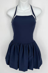 Abercrombie‎ & Fitch YPB motionTEK Halter Bubble Hem Mini Dress XS Navy Athletic Photo 0
