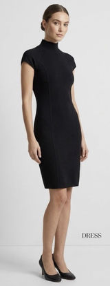 Lauren Ralph Lauren Black Knit Silk Cashmere Dress Size Medium Mock Neck Cutout Photo 0