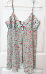 Victoria's Secret Y2K Coquette Fairy Sheer Slip Dress Large Ditsy Floral‎ Open Tie Photo 0