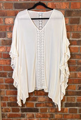 Blue island womens crochet swim cover up kaftan white L Photo 0
