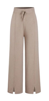 Commence Tan Ribbed Mystique Wide Leg Knit Pants S Photo 0