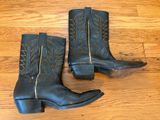 Vintage Justin Black Leather Pointed Toe Cowboy Boots Contrast Stitching Size 7 Photo 0