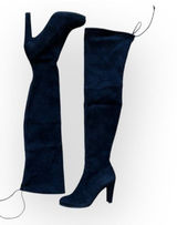 Stuart Weitzman ICONIC Highland stretch-suede over-the-knee black boots shoe 5M Photo 0