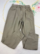 LL Bean Vintage Womens Size 14 High Waist Pleated Tapered Leg Jeans Khaki‎ Photo 0