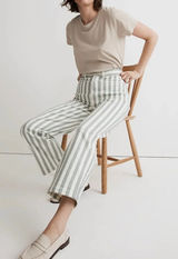 Madewell The Perfect Vintage Wide Leg Crop Pant in Stripe Size 33 NWT Photo 0