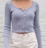 Brandy Melville Cardigan Womens One Size Lavender Zelly Ribbed Knit Button Top Photo 0