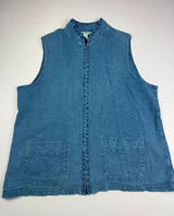 Orvis Blue Denim Sleeveless Zip-Front‎ Dress Casual Summer Wear L Photo 0