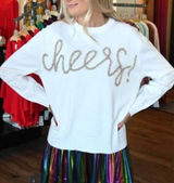 QUEEN OF SPARKLES Cheers Sweater in Ivory Gold Size XS Photo 0