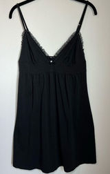 Victoria’s Secret Nightie Lingerie Slip Dress Black Lace Trim Cotton Soft Medium Photo 0