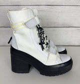 Converse All Star GR82 De Luxe Womens 6.5 White Boots Block Heel Cord Lock Goth Photo 0