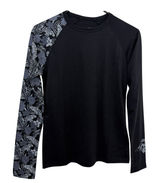 PXG Shirt Womens XS Black Floral Aloha Sleeve Raglan Crew Neck Golf Top Casual Photo 0