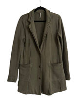 FREE PEOPLE French Terry Knit Blazer Jacket Coat Size Medium Olive Green Photo 0