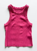 Aerie‎ Womens Hot Pink Ribbed High Neck Tank Top Cropped Racerback XS Photo 0