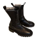 LAST Women Leather Boots 40 Black Rocky Chelsea Lug Sole Platform Pull On Edgy Photo 0