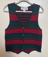 Vintage Nuggets Women’s Sweater Vest Button Down Red Green Stripe Holiday Medium Photo 0